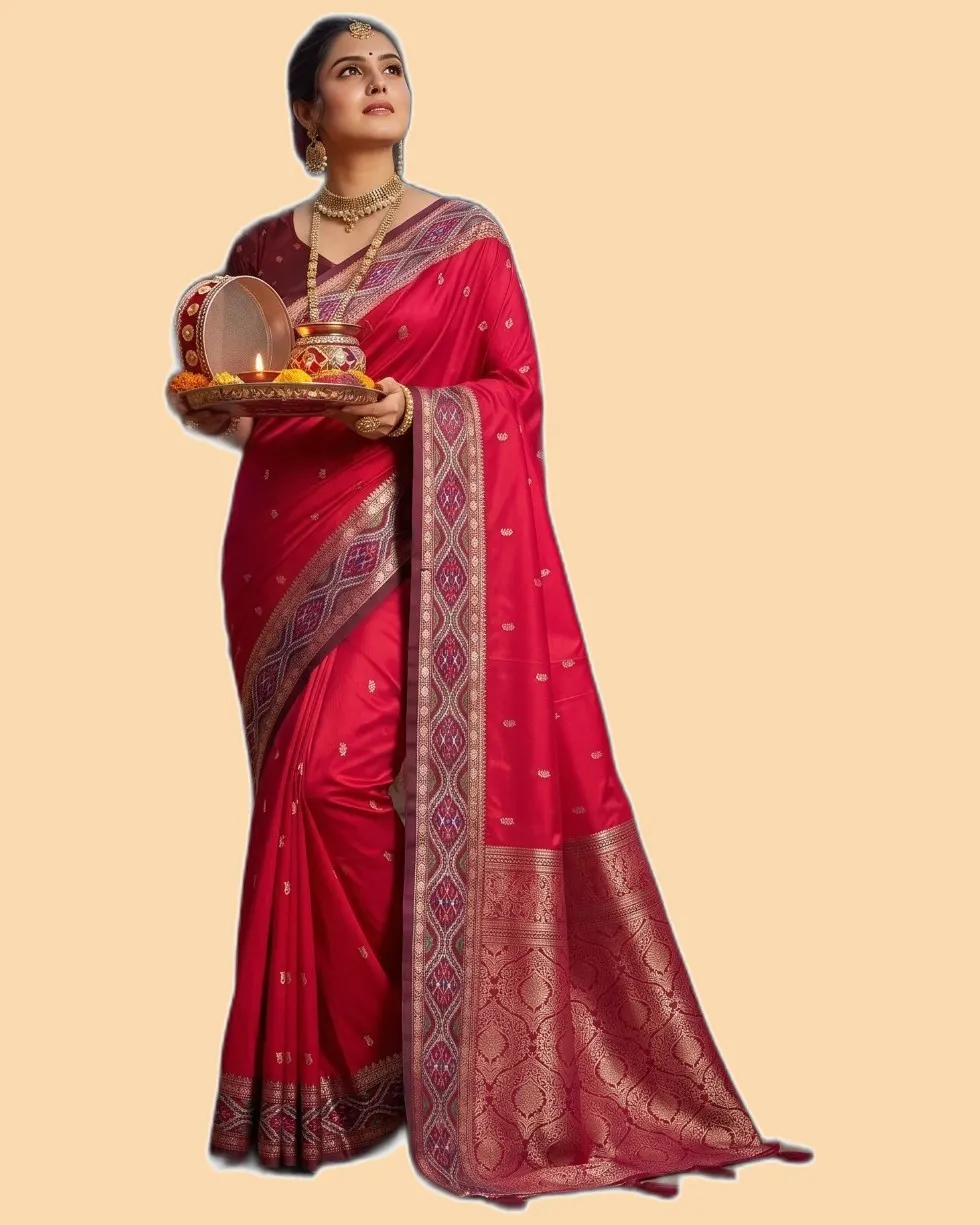 Karva Chauth Soft Silk Weaved Border Sarees
