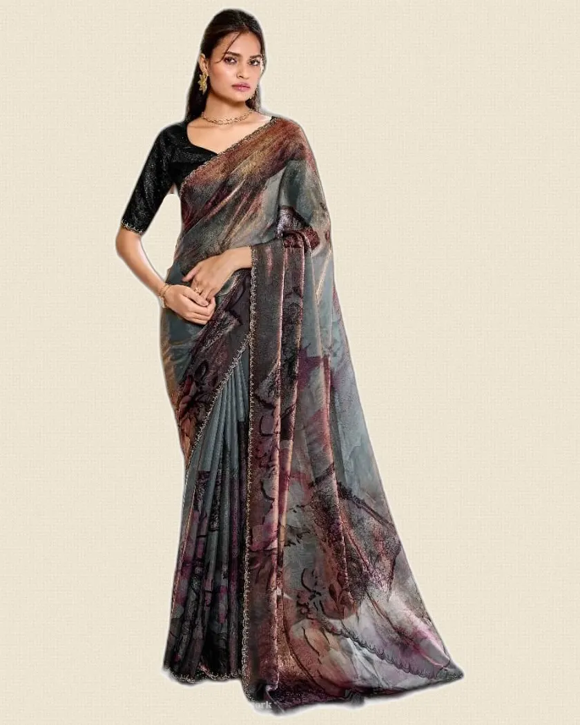 Luxurious Fancy Two Tone Satin Silk Sarees
