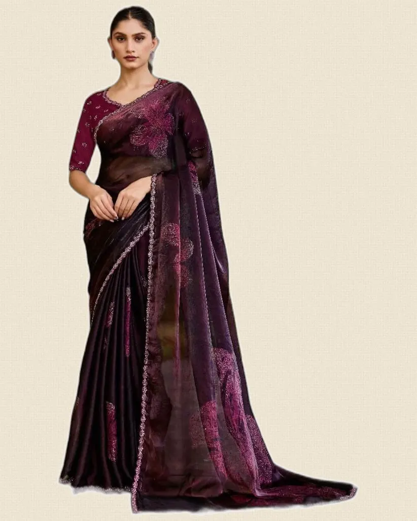 Luxurious Fancy Two Tone Satin Silk Sarees