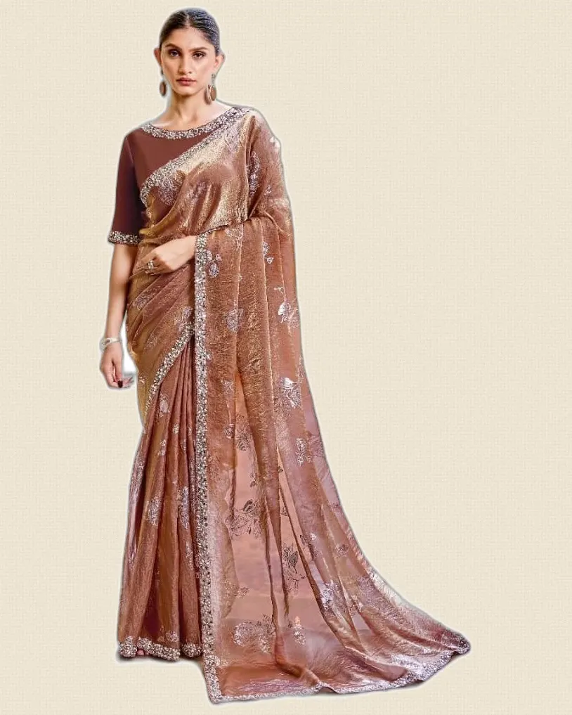 Luxurious Fancy Two Tone Satin Silk Sarees