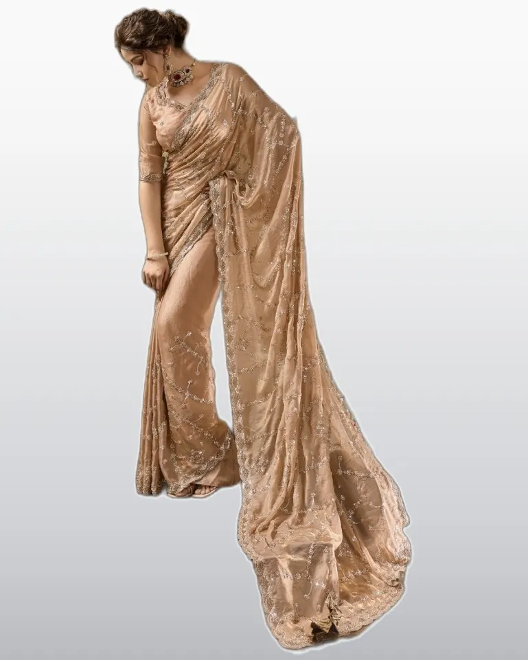Lustrous Velvet Satin Heavy Zari Work Sarees