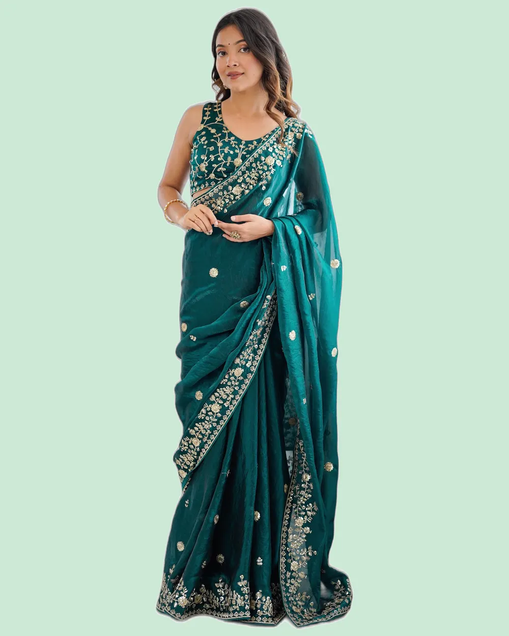 Dazzling Heavy Fendy Silk Sequins Embroidery Sarees