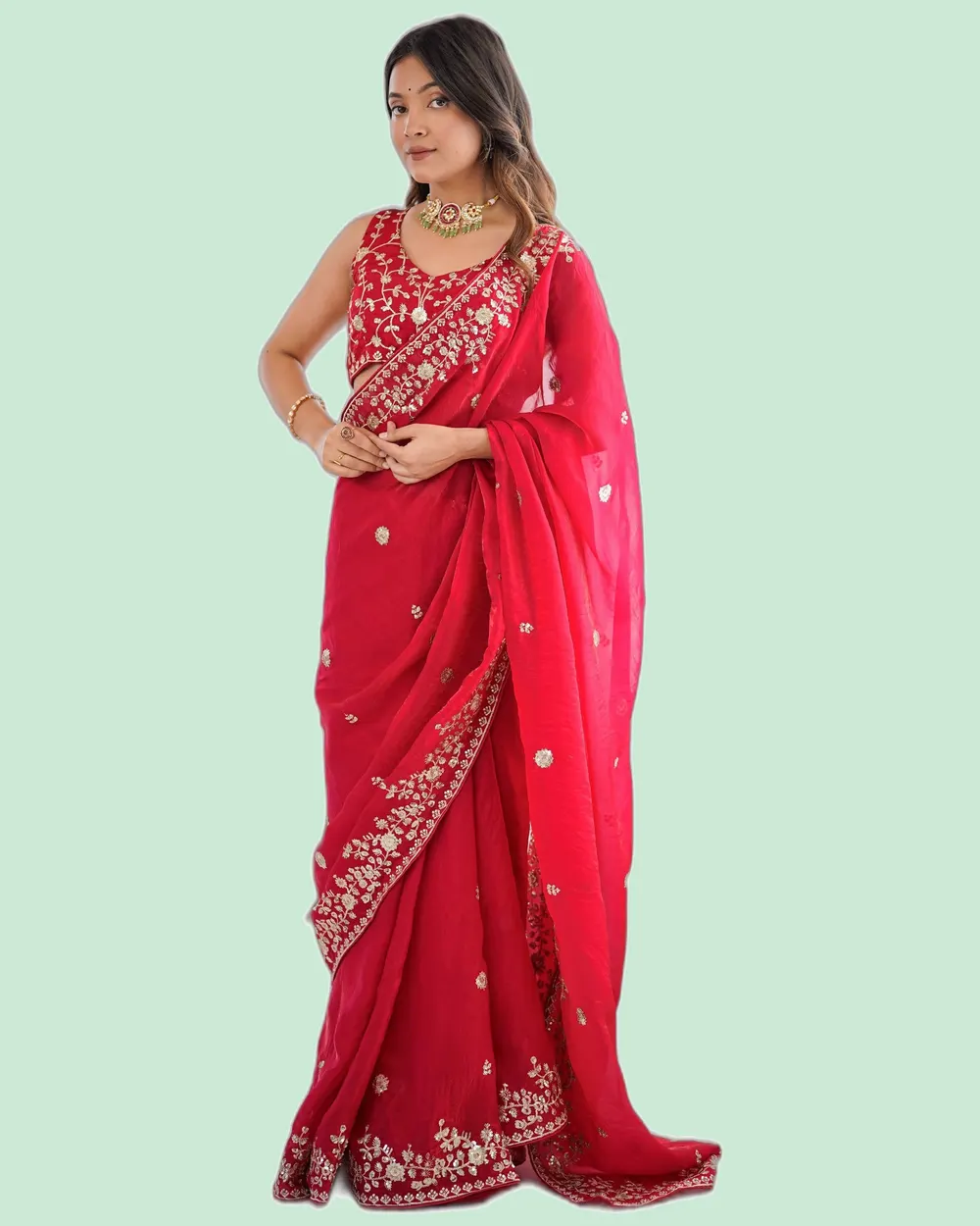 Dazzling Heavy Fendy Silk Sequins Embroidery Sarees