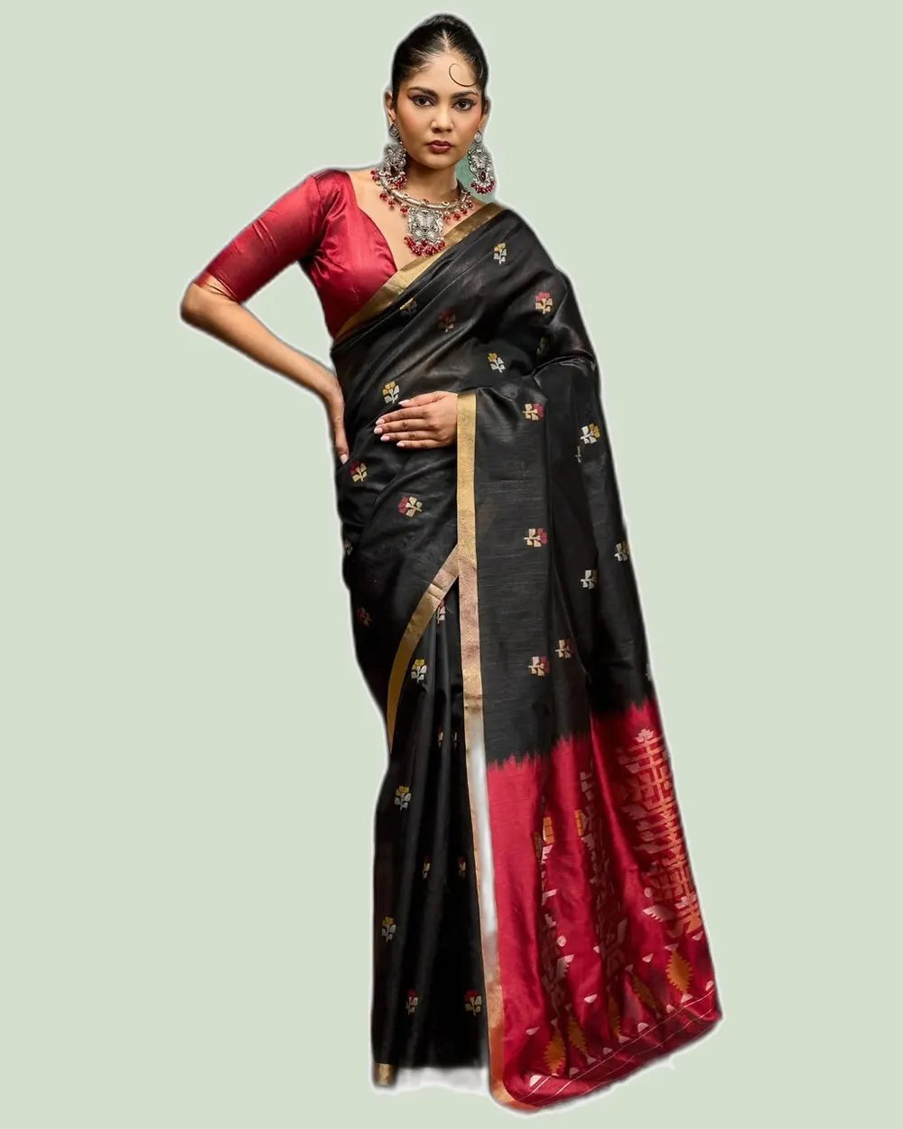 Kanoi Paithani Tussar Silk Handloom Weaving Sarees