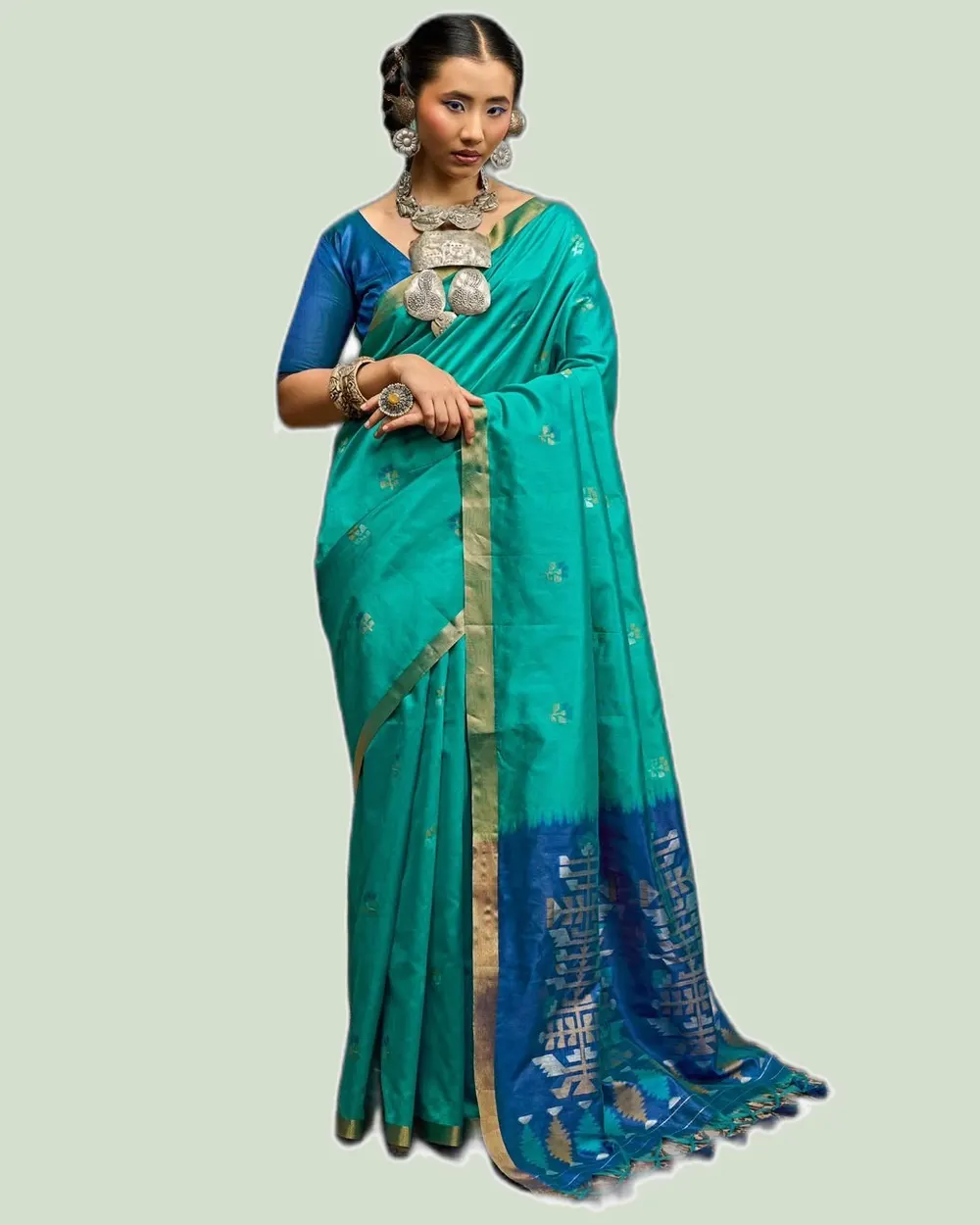 Kanoi Paithani Tussar Silk Handloom Weaving Sarees