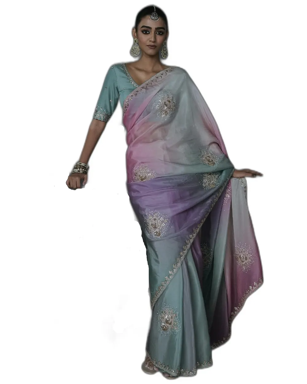 Kajal V19 Soft Tissue Silk Work Fancy Border Sarees