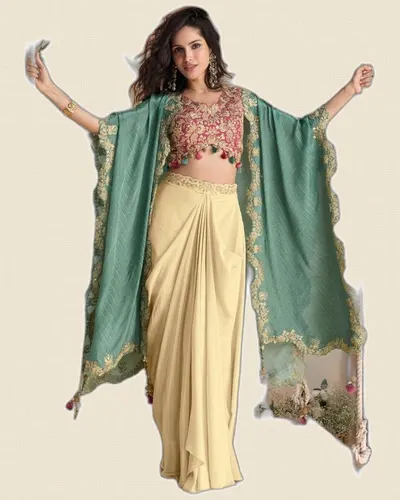 Sayuri Chinon Silk Indo-Western Designer Dresses