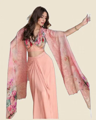 Sayuri Chinon Silk Indo-Western Designer Dresses — image 3