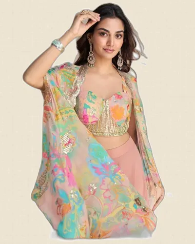 Sayuri Chinon Silk Indo-Western Designer Dresses — image 2