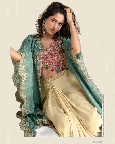 Sayuri Chinon Silk Indo-Western Designer Dresses — image 3