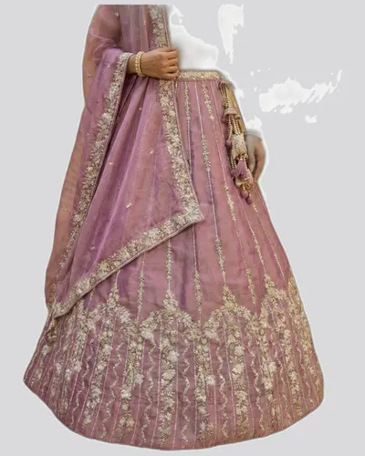 Premium Chiffon Embroidered Heavy Work Lehengas — image 4