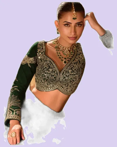 Premium Real Silk Hand Mirror Embroidered Lehengas — image 3