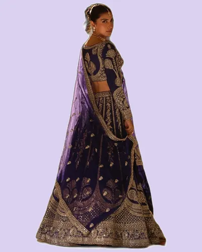 Premium Real Silk Hand Mirror Embroidered Lehengas — image 2