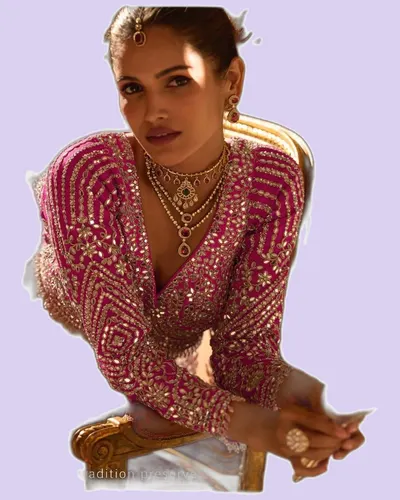 Premium Real Silk Hand Mirror Embroidered Lehengas — image 7