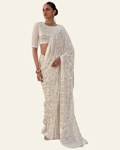 Kulvadhu Premium Lightweight Georgette Heavy Work Sarees