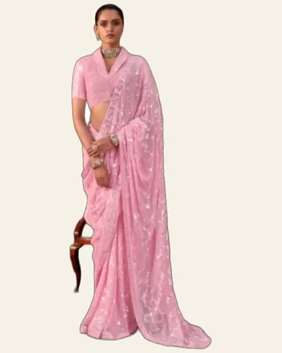 Kulvadhu Premium Lightweight Georgette Heavy Work Sarees — image 2