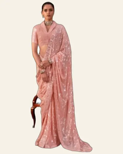 Kulvadhu Premium Lightweight Georgette Heavy Work Sarees — image 3