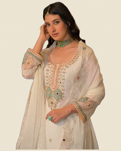 Celebration Crush Satin Embroidery Work Exclusive Suits — image 3