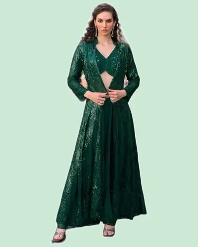 Real Georgette Embroidered  Western Designer Suits — image 5