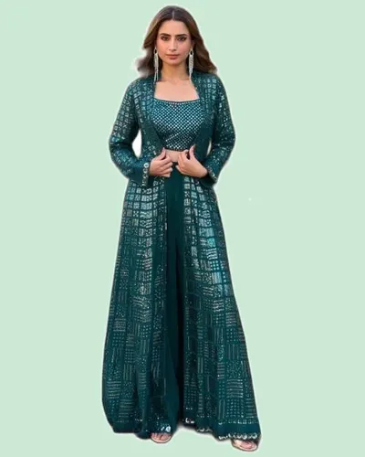 Real Georgette Embroidered  Western Designer Suits — image 5