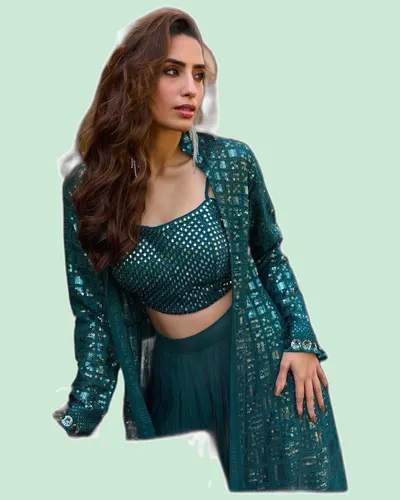 Real Georgette Embroidered  Western Designer Suits — image 2