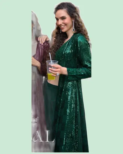 Real Georgette Embroidered  Western Designer Suits — image 4