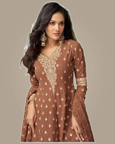 Glamour Real Georgette Embroidery Handwork Ready Suits — image 4