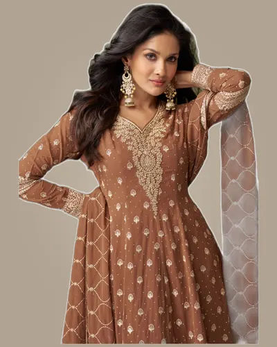 Glamour Real Georgette Embroidery Handwork Ready Suits — image 2
