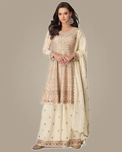 Glamour Real Georgette Embroidery Handwork Ready Suits