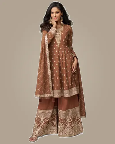 Glamour Real Georgette Embroidery Handwork Ready Suits — image 3