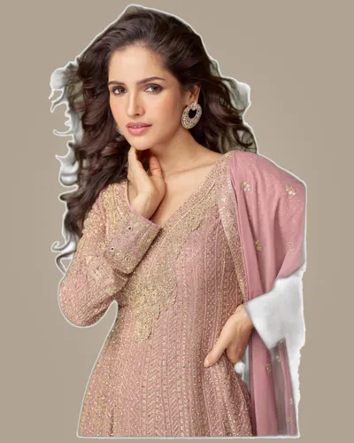 Glamour Real Georgette Embroidery Handwork Ready Suits — image 2