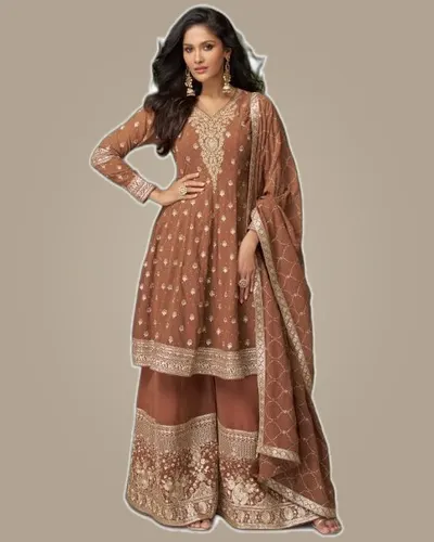 Glamour Real Georgette Embroidery Handwork Ready Suits — image 6