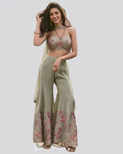 Premium Real Chi̇non Simar Silk Indo-Western Designer Suits