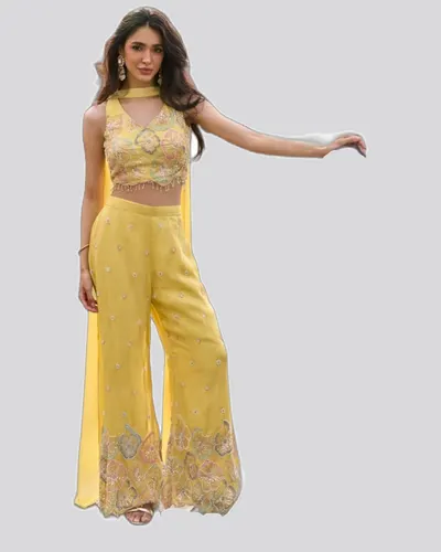 Premium Real Chi̇non Simar Silk Indo-Western Designer Suits