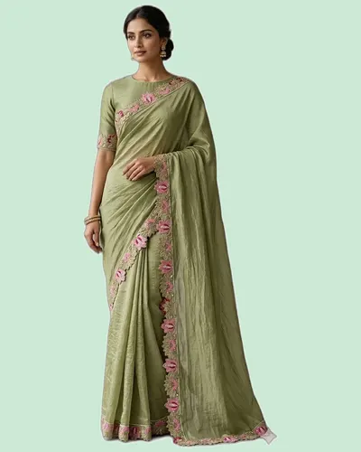 Fancy Bridal Traditional Border Work Sarees