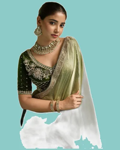 Shimmer Drape Silky Smooth Velvet Satin Sarees — image 4