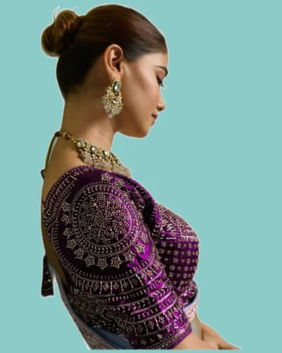 Shimmer Drape Silky Smooth Velvet Satin Sarees — image 5
