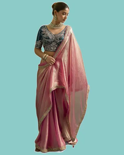 Shimmer Drape Silky Smooth Velvet Satin Sarees — image 3