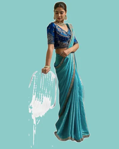 Shimmer Drape Silky Smooth Velvet Satin Sarees — image 2