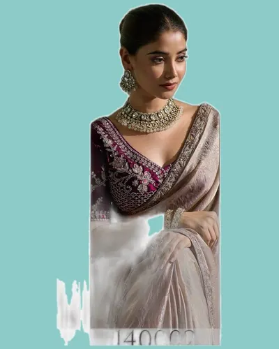 Shimmer Drape Silky Smooth Velvet Satin Sarees — image 6