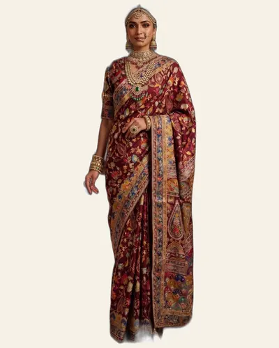 Premium Wedding Crepe Silk Heavy Work Sarees — image 3