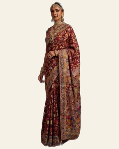 Premium Wedding Crepe Silk Heavy Work Sarees — image 2