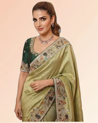 Rajwadi Mor Pure Kajivaram Silk Heavy Embroidery Work Sarees — image 4
