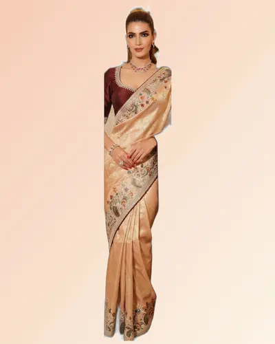 Rajwadi Mor Pure Kajivaram Silk Heavy Embroidery Work Sarees — image 6