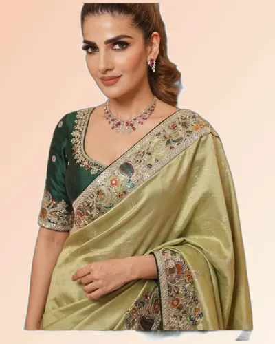 Rajwadi Mor Pure Kajivaram Silk Heavy Embroidery Work Sarees — image 2