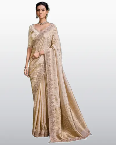 Kum Kum V9 Tissue Fabric Double Blouse Sarees