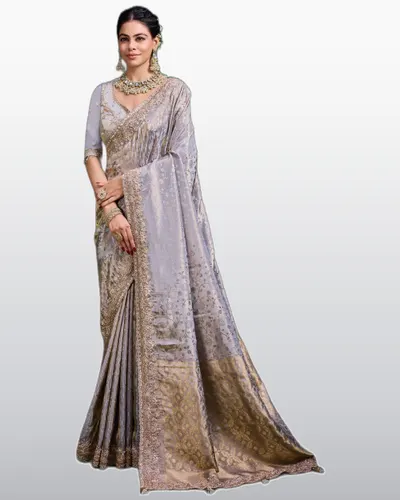 Kum Kum V9 Tissue Fabric Double Blouse Sarees