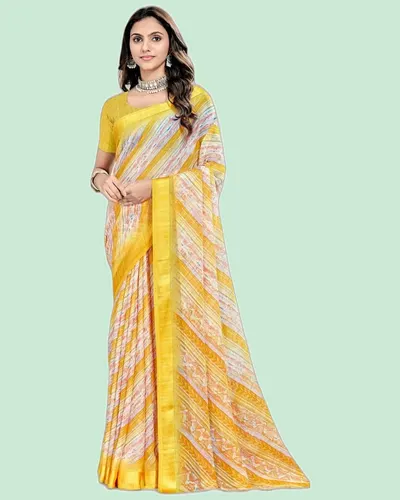Rainbow V11  Chiffon Satin Broder Sarees