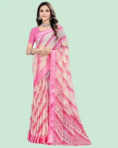 Rainbow V11  Chiffon Satin Broder Sarees