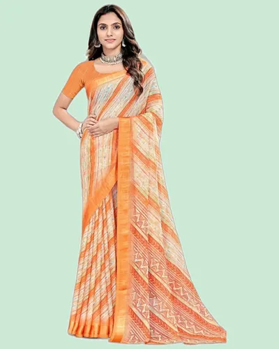 Rainbow V11  Chiffon Satin Broder Sarees